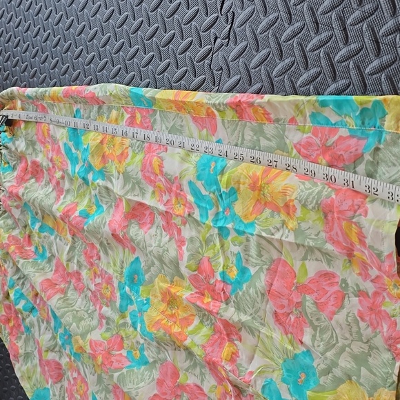 Floral Print Silk Skirt- L - Picture 5 of 6